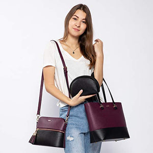Handbags for Women Shoulder Bags Tote Satchel Hobo 3pcs Purse Set Pearlescent-Khaki