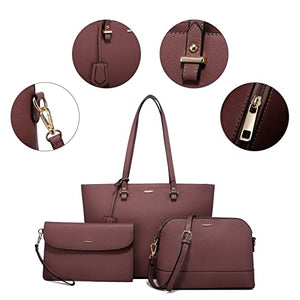 Handbags for Women Shoulder Bags Tote Satchel Hobo 3pcs Purse Set Pearlescent-Khaki