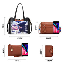 Load image into Gallery viewer, Women Fashion Handbags Tote Bag Shoulder Bag Top Handle Satchel Purse Set 4pcs (Beige)