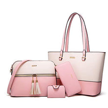 Load image into Gallery viewer, Women Fashion Handbags Tote Bag Shoulder Bag Top Handle Satchel Purse Set 4pcs (Beige)