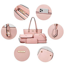 Load image into Gallery viewer, Women Fashion Handbags Tote Bag Shoulder Bag Top Handle Satchel Purse Set 4pcs (Beige)
