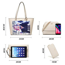 Load image into Gallery viewer, Women Fashion Handbags Tote Bag Shoulder Bag Top Handle Satchel Purse Set 4pcs (Beige)