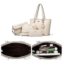Load image into Gallery viewer, Women Fashion Handbags Tote Bag Shoulder Bag Top Handle Satchel Purse Set 4pcs (Beige)