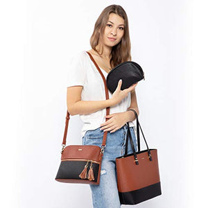 Handbags for Women Shoulder Bags Tote Satchel Hobo 3pcs Purse Set Pearlescent-Khaki
