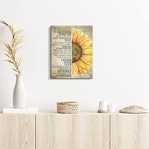 Kas Home Motivational Wall Art This Is Us Canvas Wall Decorations Family Saying Quotes Painting Artwork Sign Decor for Living Room Bedroom Kitchen Office (12 X 15 inch, Yellow - Flower)