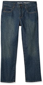 Boys Basic Straight Leg Jeans, Carbon Wash,