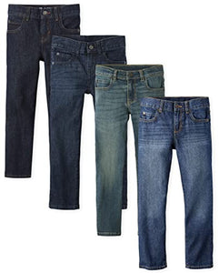 Boys Basic Straight Leg Jeans, Dk Rinse Wash,