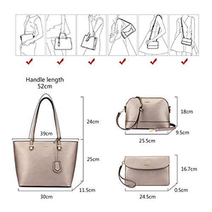 Handbags for Women Shoulder Bags Tote Satchel Hobo 3pcs Purse Set Pearlescent-Khaki