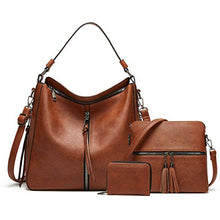 Load image into Gallery viewer, Women Fashion Handbags Tote Bag Shoulder Bag Top Handle Satchel Purse Set 4pcs (Beige)