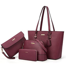Load image into Gallery viewer, Women Fashion Handbags Tote Bag Shoulder Bag Top Handle Satchel Purse Set 4pcs (Beige)
