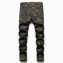 Load image into Gallery viewer, Boy&#39;s Fashion Skinny Fit Ripped Destroyed Distressed Stretch Biker Moto Wrinkled Camo Jeans Pants,L0083,14