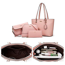 Load image into Gallery viewer, Women Fashion Handbags Tote Bag Shoulder Bag Top Handle Satchel Purse Set 4pcs (Beige)