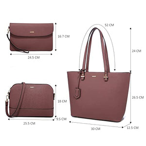 Handbags for Women Shoulder Bags Tote Satchel Hobo 3pcs Purse Set Pearlescent-Khaki