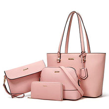Load image into Gallery viewer, Women Fashion Handbags Tote Bag Shoulder Bag Top Handle Satchel Purse Set 4pcs (Beige)