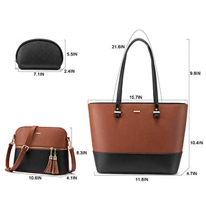 Handbags for Women Shoulder Bags Tote Satchel Hobo 3pcs Purse Set Pearlescent-Khaki