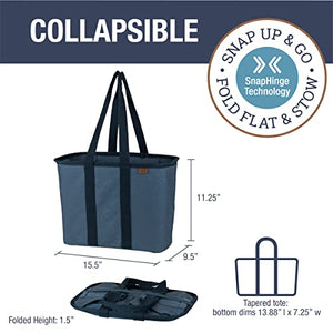 CleverMade 30L SnapBasket LUXE - Reusable Collapsible Durable Grocery Shopping Bag - Heavy Duty Large Structured Tote, Heather Grey