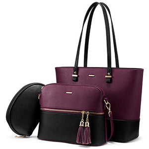 Handbags for Women Shoulder Bags Tote Satchel Hobo 3pcs Purse Set Pearlescent-Khaki