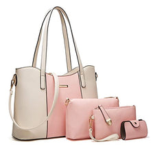 Load image into Gallery viewer, Women Fashion Handbags Tote Bag Shoulder Bag Top Handle Satchel Purse Set 4pcs (Beige)