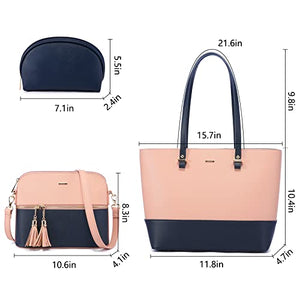 Handbags for Women Shoulder Bags Tote Satchel Hobo 3pcs Purse Set Pearlescent-Khaki