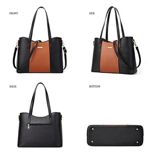 Women Fashion Handbags Tote Bag Shoulder Bag Top Handle Satchel Purse Set 4pcs (Beige)