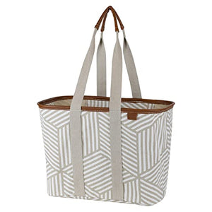 CleverMade 30L SnapBasket LUXE - Reusable Collapsible Durable Grocery Shopping Bag - Heavy Duty Large Structured Tote, Heather Grey