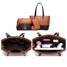 Load image into Gallery viewer, Women Fashion Handbags Tote Bag Shoulder Bag Top Handle Satchel Purse Set 4pcs (Beige)