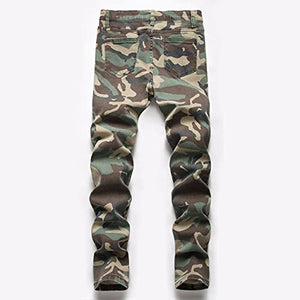 Boy's Fashion Skinny Fit Ripped Destroyed Distressed Stretch Biker Moto Wrinkled Camo Jeans Pants,L0083,14