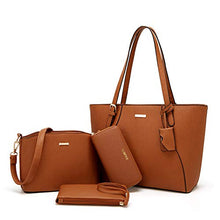 Load image into Gallery viewer, Women Fashion Handbags Tote Bag Shoulder Bag Top Handle Satchel Purse Set 4pcs (Beige)