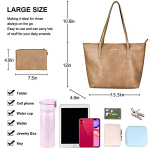 Montana West Large Leather Tote Bags for Women Top Handle Shoulder Bag Satchel Hobo Purses and Handbags (EDC Khaki)