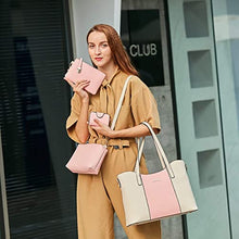 Load image into Gallery viewer, Women Fashion Handbags Tote Bag Shoulder Bag Top Handle Satchel Purse Set 4pcs (Beige)