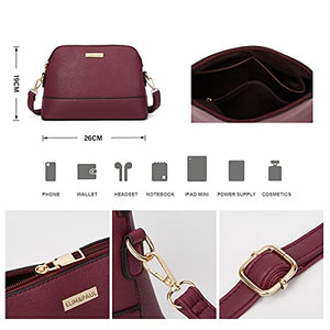 Women Fashion Handbags Tote Bag Shoulder Bag Top Handle Satchel Purse Set 4pcs (Beige)