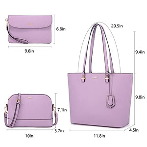 Handbags for Women Shoulder Bags Tote Satchel Hobo 3pcs Purse Set Pearlescent-Khaki