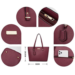 Women Fashion Handbags Tote Bag Shoulder Bag Top Handle Satchel Purse Set 4pcs (Beige)