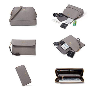 Women Fashion Handbags Tote Bag Shoulder Bag Top Handle Satchel Purse Set 4pcs (Beige)