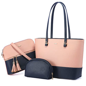 Handbags for Women Shoulder Bags Tote Satchel Hobo 3pcs Purse Set Pearlescent-Khaki
