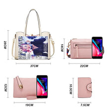 Load image into Gallery viewer, Women Fashion Handbags Tote Bag Shoulder Bag Top Handle Satchel Purse Set 4pcs (Beige)