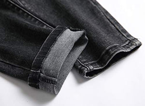 Boy's Skinny Fit Elastic Waist Ripped Distressed Stretch Fashion Denim Jeans Pants,Light Blue,16