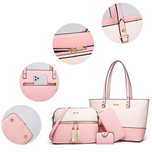 Load image into Gallery viewer, Women Fashion Handbags Tote Bag Shoulder Bag Top Handle Satchel Purse Set 4pcs (Beige)
