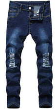 Load image into Gallery viewer, Boy&#39;s Ripped Distressed Straight Leg Contrast Color(Grey &amp; White) Casual Jeans Pants for Kids,L0111,14