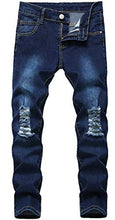 Load image into Gallery viewer, Boy&#39;s Skinny Fit Elastic Waist Ripped Distressed Stretch Fashion Washed Denim Jeans Pants,BlackL0045,10
