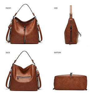 Women Fashion Handbags Tote Bag Shoulder Bag Top Handle Satchel Purse Set 4pcs (Beige)