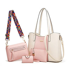 Load image into Gallery viewer, Women Fashion Handbags Tote Bag Shoulder Bag Top Handle Satchel Purse Set 4pcs (Beige)