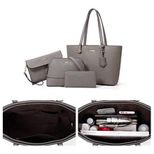Load image into Gallery viewer, Women Fashion Handbags Tote Bag Shoulder Bag Top Handle Satchel Purse Set 4pcs (Beige)
