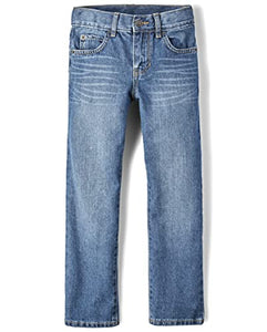 Boys Basic Straight Leg Jeans, Carbon Wash,