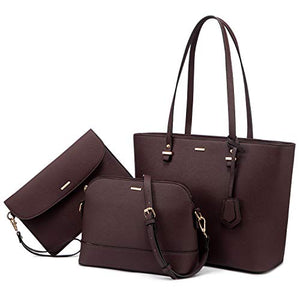 Handbags for Women Shoulder Bags Tote Satchel Hobo 3pcs Purse Set Pearlescent-Khaki