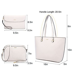 Handbags for Women Shoulder Bags Tote Satchel Hobo 3pcs Purse Set Pearlescent-Khaki