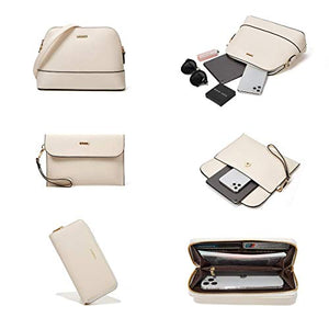 Women Fashion Handbags Tote Bag Shoulder Bag Top Handle Satchel Purse Set 4pcs (Beige)