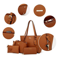 Load image into Gallery viewer, Women Fashion Handbags Tote Bag Shoulder Bag Top Handle Satchel Purse Set 4pcs (Beige)