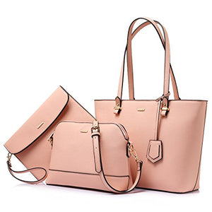 Handbags for Women Shoulder Bags Tote Satchel Hobo 3pcs Purse Set Pearlescent-Khaki