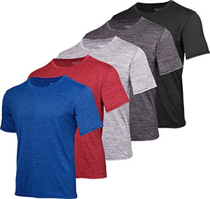 5 Pack: Boys Girls Active Athletic Quick Dry Dri Fit Short Sleeve T-Shirt Crew Neck Tops Teen Gym Undershirts Tees Youth Basketball Clothes Moisture Wicking Performance-Set 11,Medium (8-10)